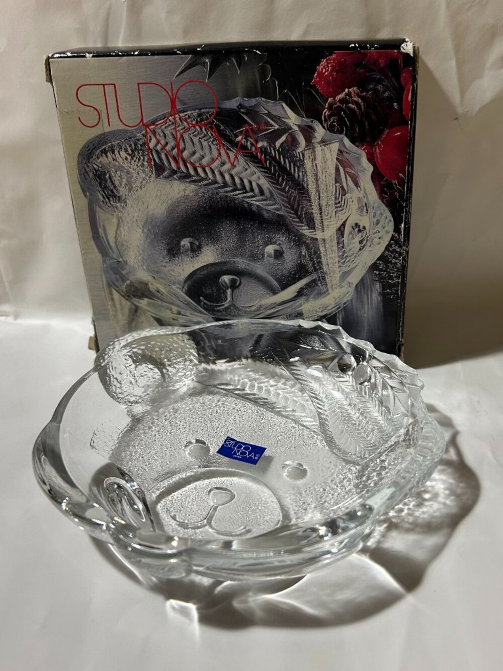 Vintage Studio Nova Mikasa Crystal Teddy Bear Christmas Trinket Candy Dish